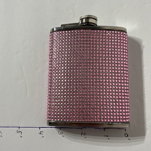 OGGI NWOT - Stainless steel 6oz FLASK bling pink sparkle girly girl style - Picture 8 of 9